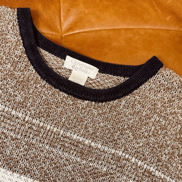 Cotton/Ramie mix Crew neck  Sweater - blocked stripes - Size L - Picture 6 of 7